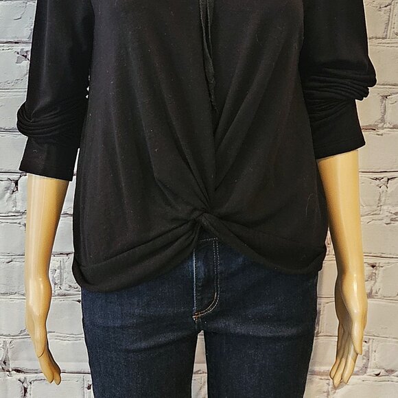 DREW - Black pullover front twist hoodie - Picture 6 of 11